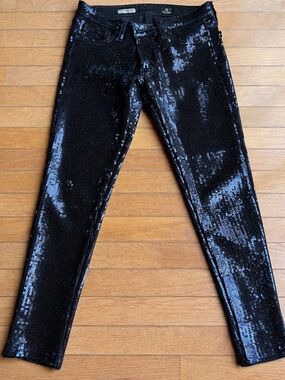 Mid-Night Blue Sequin Skinny Jeans